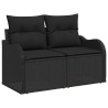 Ensemble de Canapé de Jardin 3 Pièces avec Coussins Noir Poly Rattan 
