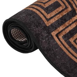 Tapis lavable antidérapant 160x230 cm noir et doré 