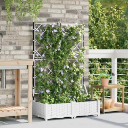 Jardinière avec treillis 2 pcs Blanche 80x40x125.5 cm 