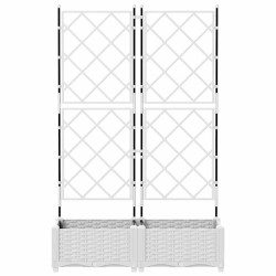 Jardinière avec treillis 2 pcs Blanche 80x40x125.5 cm 