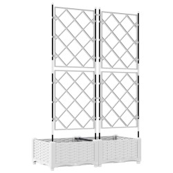 Jardinière avec treillis 2 pcs Blanche 80x40x125.5 cm 