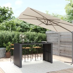 Table de bar et dessus en verre noir 185x80x110 cm poly rotin 
