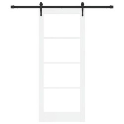 Porte coulissante avec quincaillerie blanche 83x202 cm bois massif pin 