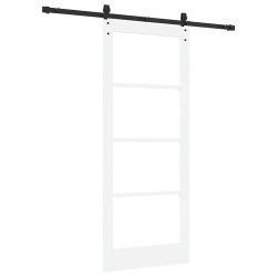 Porte coulissante avec quincaillerie blanche 83x202 cm bois massif pin 