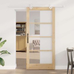Porte coulissante avec matériel 93x202 cm Bois de pin massif 