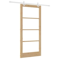 Porte coulissante avec matériel 93x202 cm Bois de pin massif 