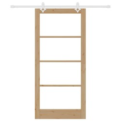Porte coulissante avec matériel 93x202 cm Bois de pin massif 