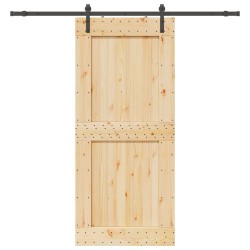 Porte coulissante et kit de quincaillerie 100x210 cm pin massif 