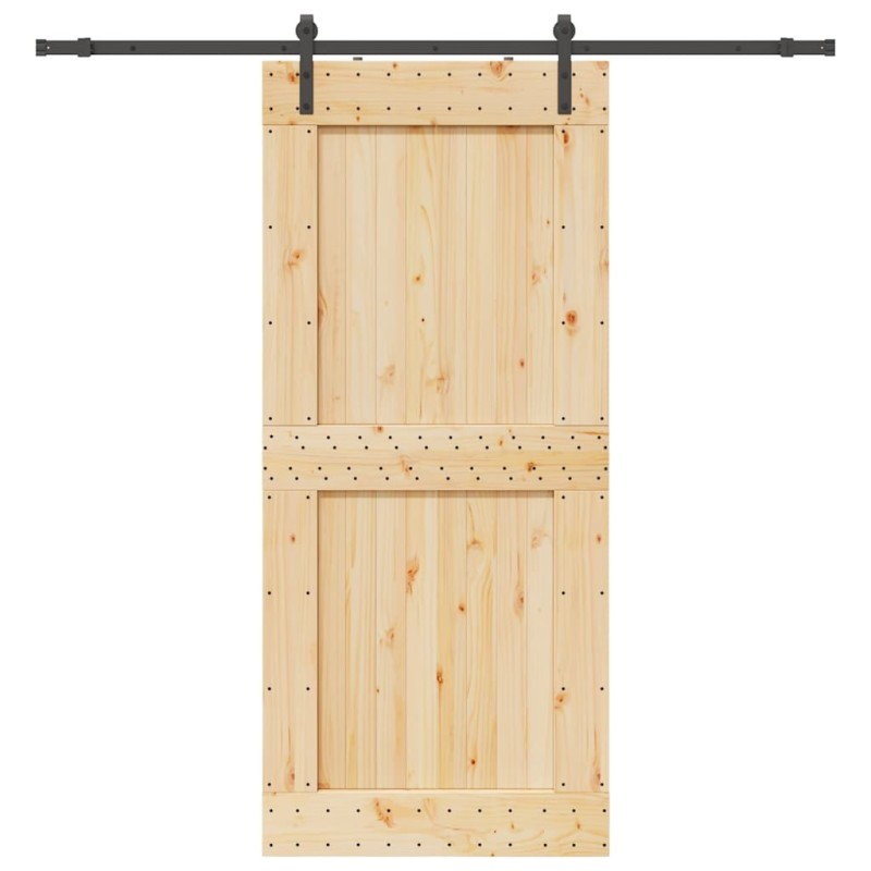 Porte coulissante et kit de quincaillerie 100x210 cm pin massif 