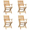Chaises de jardin pliantes avec coussin blanc 4 pièces en bois d'acacia solide 