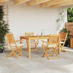 Chaises de jardin pliantes avec coussin blanc 4 pièces en bois d'acacia solide 