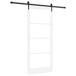 Porte Coulissante avec Ensemble de Matériel Blanche 93x211 cm Bois Massif de Pin 