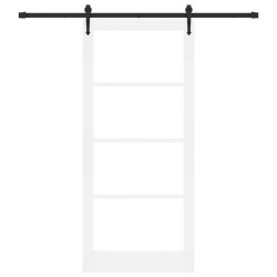 Porte Coulissante avec Ensemble de Matériel Blanche 93x211 cm Bois Massif de Pin 