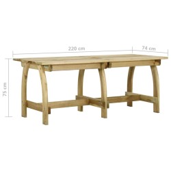 Table de jardin 220x74x75 cm Bois de pin imprégné 