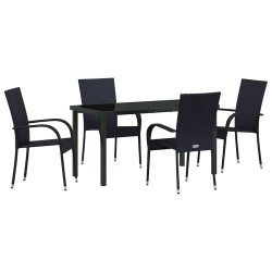 Ensemble de salle à manger pour jardin 5 pcs Noir Rotin PE 