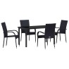 Ensemble de salle à manger pour jardin 5 pcs Noir Rotin PE 