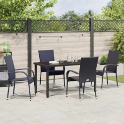 Ensemble de salle à manger pour jardin 5 pcs Noir Rotin PE 