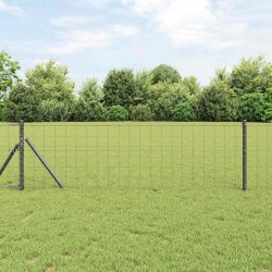 Clôture Euro de avec 7 poteaux de 0,4 x 10 m en acier galvanisé gris 