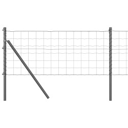 Clôture Euro de avec 7 poteaux de 0,4 x 10 m en acier galvanisé gris 