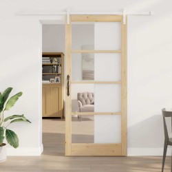 Porte glissante avec quincaillerie 'ORKDAL'Bois massif et verre 