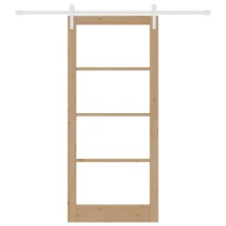 Porte glissante avec quincaillerie 'ORKDAL'Bois massif et verre 