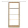 Porte glissante avec quincaillerie 'ORKDAL'Bois massif et verre 