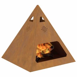 Foyer Pyramid 50x50x51 cm en Acier Résistant aux Intempéries 