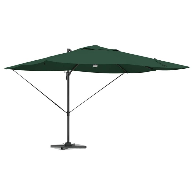 Parasol Cantilever Roma de avec LEDs, vert, dimensions 352x251x265 cm, en aluminium 