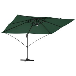 Parasol Cantilever Roma de avec LEDs, vert, dimensions 352x251x265 cm, en aluminium 