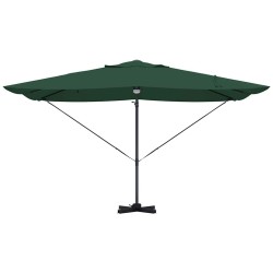 Parasol Cantilever Roma de avec LEDs, vert, dimensions 352x251x265 cm, en aluminium 