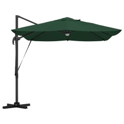 Parasol Cantilever Roma de avec LEDs, vert, dimensions 352x251x265 cm, en aluminium 