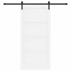 Porte coulissante avec kit de matériel blanche 93x202 cm en bois massif 