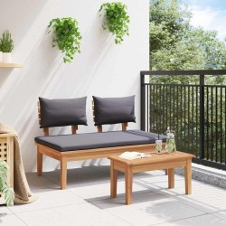 Ensemble de bancs de jardin en bois massif de teck de 2 pièces 