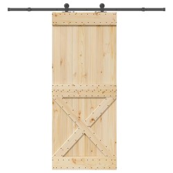 Porte coulissante et kit de quincaillerie 95x210 cm pin massif 