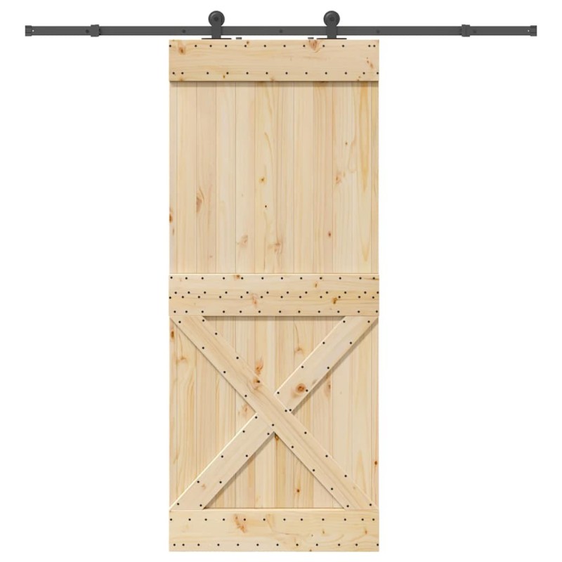 Porte coulissante et kit de quincaillerie 95x210 cm pin massif 