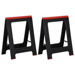 Tréteaux de travail pliables 2 pcs PP Noir et rouge 350 kg 