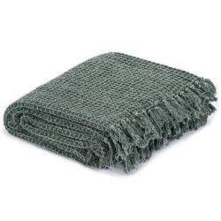Couverture en coton 220 x 250 cm Vert foncé 