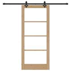 Porte coulissante 'ORKDAL'en bois massif et verre avec quincaillerie 