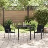 Ensemble de repas de jardin , 3 pièces avec coussins en rotin synthétique noir. 