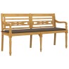 Banc Batavia avec coussin taupe 150 cm Bois de teck massif 
