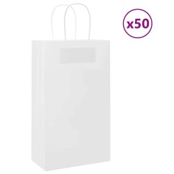 Sacs en papier 50 pcs avec poignées blanc 21x11x36 cm 