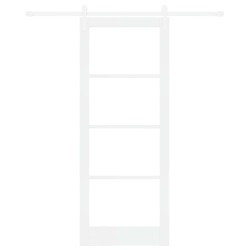 Ensemble de Porte Coulissante avec Quincaillerie Blanche 83x211 cm Bois Massif Pin 