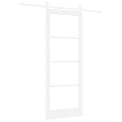 Ensemble de Porte Coulissante avec Quincaillerie Blanche 83x211 cm Bois Massif Pin 