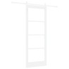 Ensemble de Porte Coulissante avec Quincaillerie Blanche 83x211 cm Bois Massif Pin 