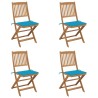 Chaises pliables de jardin lot de 4 avec coussins Bois d'acacia 