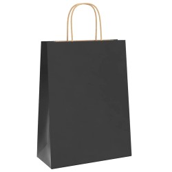 Sacs en papier 250 pcs avec poignées noir 26x12x35 cm 