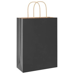Sacs en papier 250 pcs avec poignées noir 26x12x35 cm 