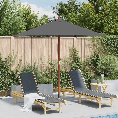 Parasol d'extérieur avec mât en bois 150x200 cm anthracite 