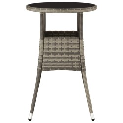 Table de jardin Ø60x75 cm Verre trempé/résine tressée Gris 