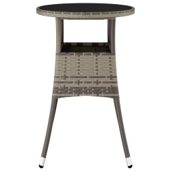 Table de jardin Ø60x75 cm Verre trempé/résine tressée Gris 